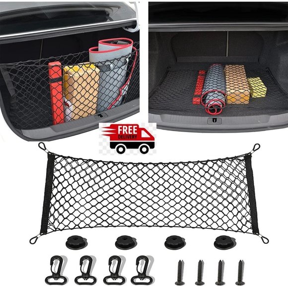 Vehicle Cargo Net, Double-Layer, Adjustable, Car Trunk Rear - Picture 2 of 7